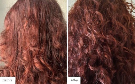 4 - Before and After Real Results picture of a woman's hair.