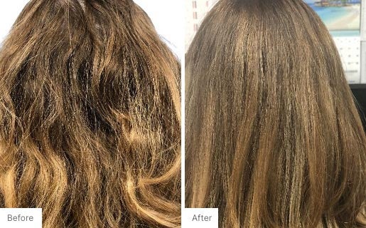 7 - Before and After Real Results picture of a woman's hair.