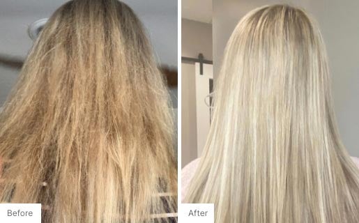 6 - Before and After Real Results picture of a woman's hair.