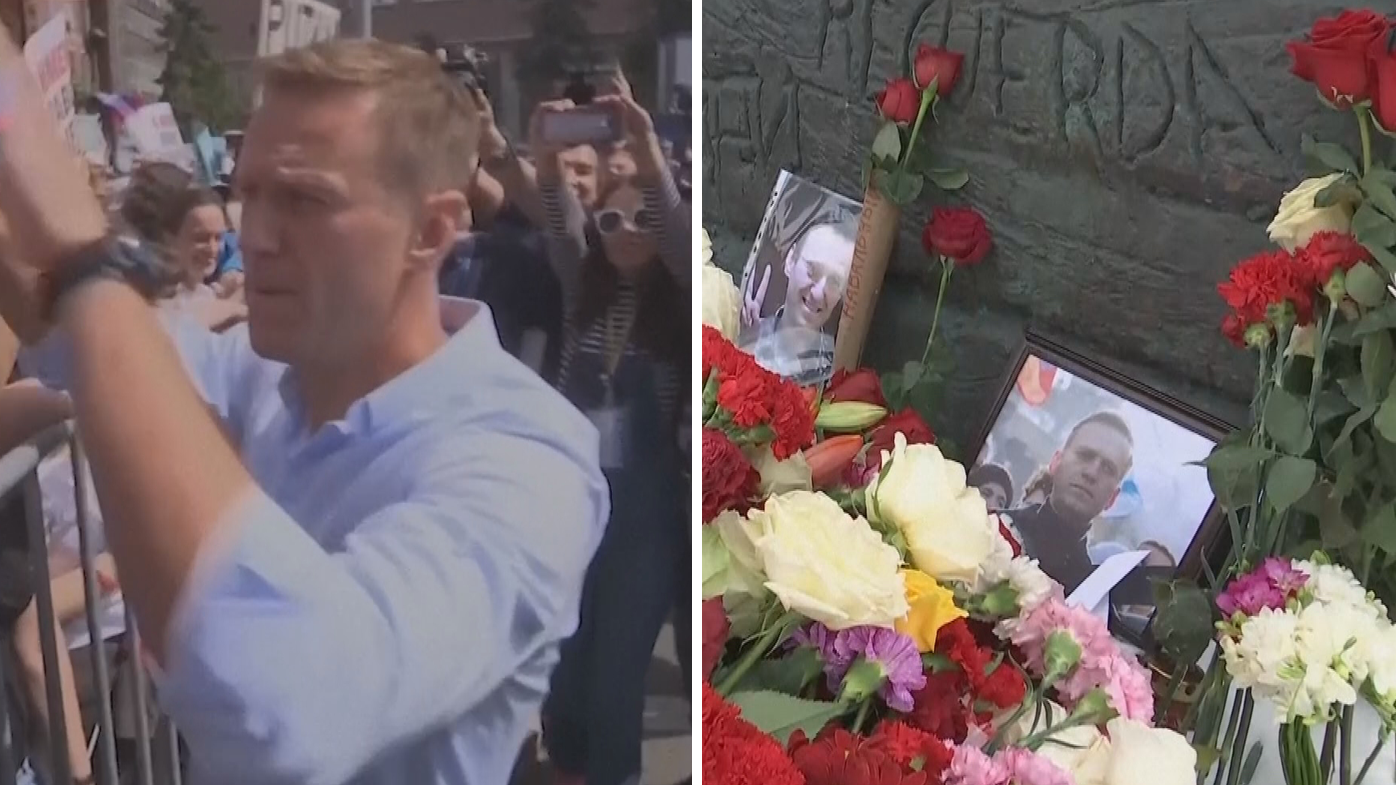 Arrests made after flowers laid for Navalny